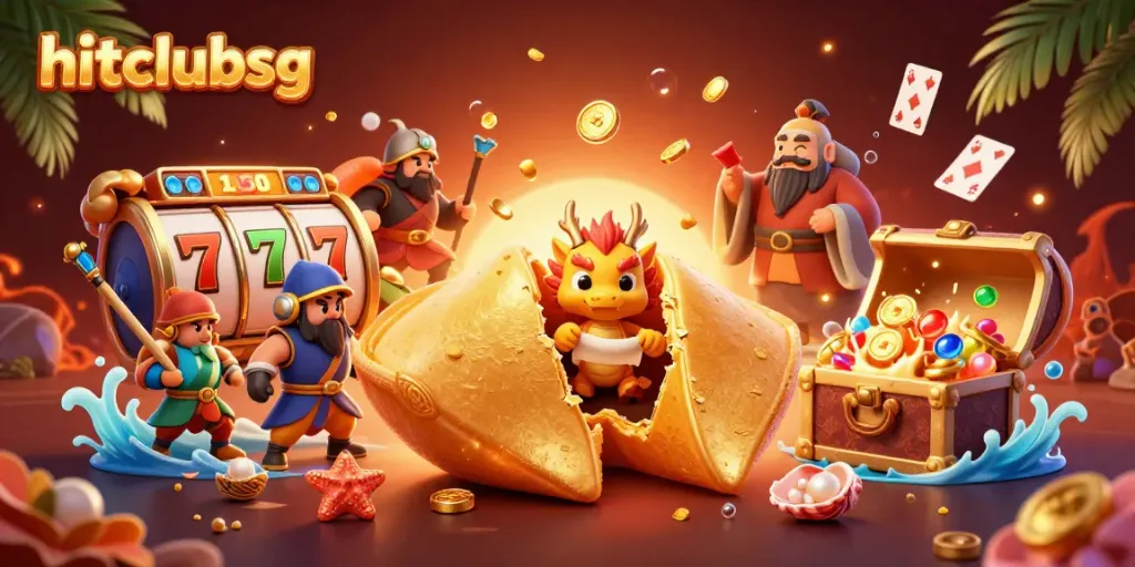 Spin the jackpot reels with hitclubsg featuring a dynamic scene of fortune and fun.