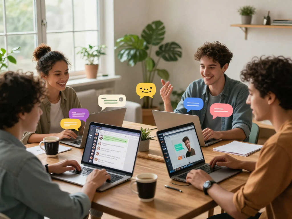 Engaging group video call showcasing spicy AI chat discussions with lively chat interfaces and creative elements.